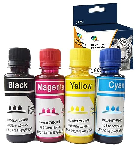 Caidi Recharges Universelles d'encre 4X 100ml Bouteilles Compatible pour Epson, HP, Brother, Canon, Lexmark Imprimantes CISS Systèmes et Cartouches d'encre Rechargeables