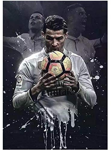 DNJKSA Fußball Sport Cristiano Ronaldo Wandkunst Poster Gemälde Bild Raumdekoration Schlafzimmer Dekor Druck auf Leinwand 50x70cm Kein Rahmen