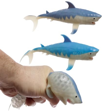 Puckator Squeezy Shark Toy - Stretchy Fidget Toy Jabber Toy - Wut Management Toys - Lustige Geschenke Für Freunde - Stressspielzeug Für Erwachsene - Lustiges Schreibtischzubehör