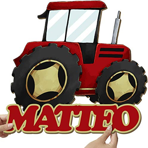 Elbeffekt Traktor Wandlampe aus Holz - personalisierbares Geschenk - Bilder Kinderzimmer Jungen Bild Traktor Kinderzimmer - Traktor Geschenk individuell aus Echtholz