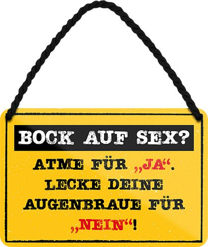 Blechschilder Lustiger Spruch ”Bock auf Sex? Atme für Ja..“ Deko Hängeschild Humor Witzige Geschenkidee Geschenk Geburtstag Weihnachten für deine Party Freunde 18x12 cm