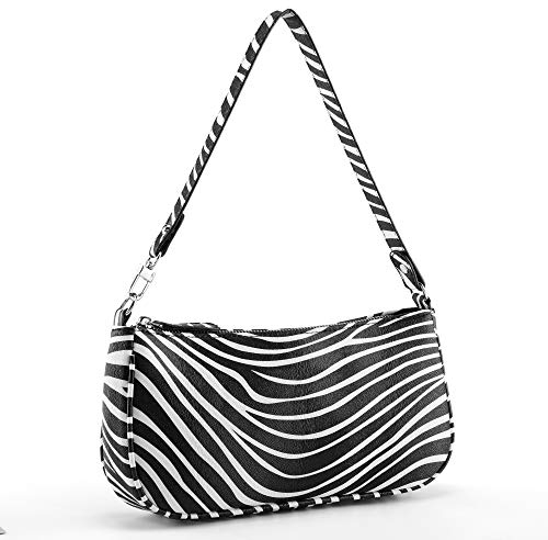 CHIC DIARY Damen-Tragetasche, klein, Kroko-Clutch, Handtasche, Schulter-Handtasche mit Reißverschluss, zebra, Einheitsgröße