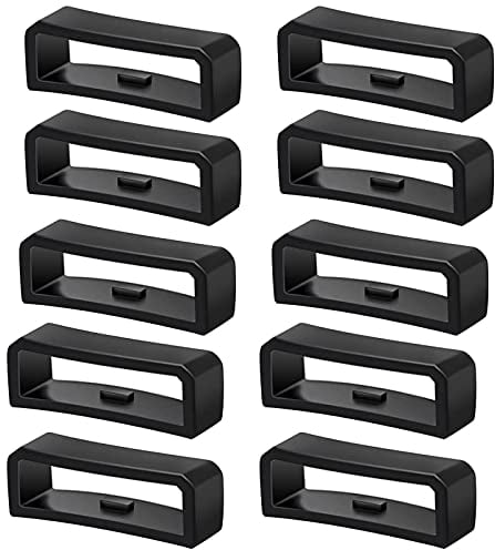 10Pcs 22mm Watch Band Holder Loop, Silicone Watch Strap Replacement Rubber Fastener Rings Band Keeper, Compatible with Garmin Smart Watch Wristband, Black