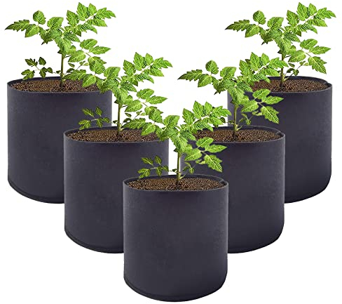 Bseical Sac à Plantes D'extérieur Et Intérieur, Sac De Plantation Geotextile, Sac Plantation Pomme De Terre, Sac De Culture De Pommes De Terre Jardin Potager Balcon Rond Pot (1 Gallon, Noir)