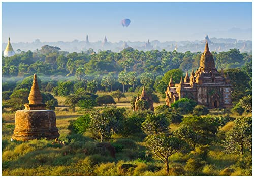 Wallario Vliestapete Fototapete Tempel in der Ebene von Bagan III - Wandtapete Größe: 200 x 140 cm