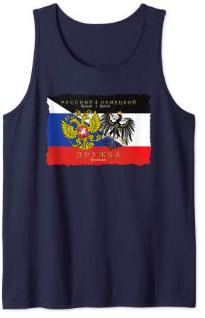 Russland & Deutschland Freundschaft Flaggen Wappen mit Adler Tank Top