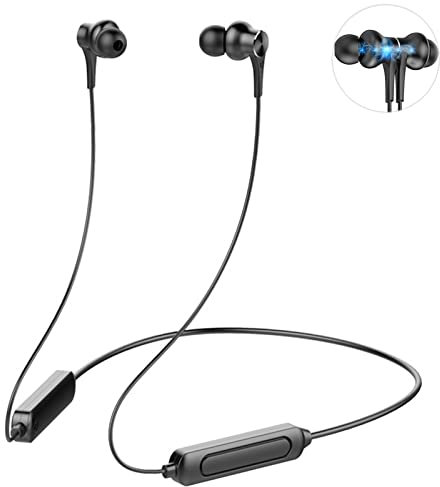 iTauyees Cuffie Bluetooth Sport, Auricolari in-Ear Bluetooth 5.0 con Stereo HiFi, Cuffie Wireless Magnetici IPX5 Impermeabile con Microfono per Smartphone iPhone Android Samsung (Nero)