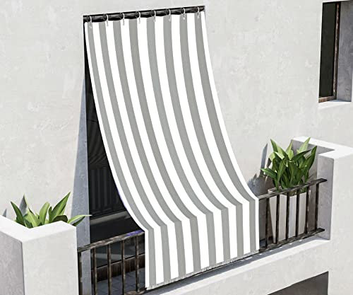 Tenda da Sole da esterno a Righe con 6 Ganci ed Anelli Misura cm 145x250 Balcone Veranda Terrazzo Giardino Patio Camper Tessuto Resistente Colore Blu Giallo Grigio Protezione dai Raggi UV