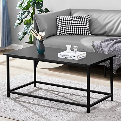 SAYGOER Couchtisch, Wohnzimmertisch Stabiler mit Metallgestell, minimalistischer rechteckiger Sofatisch, für Retro-Wohnzimmer/Büro/Zuhause, 100 x 50 x 45 cm, Einfach zu Montieren,Schwarz
