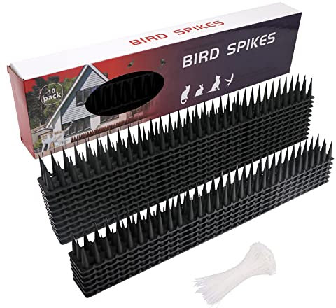 MAINOSHY 10PCS Fence Spikes for Bird Pigeon Cat Plastic Bird Spikes Pigeon Spike Garden Security Bird Deterrent Spikes for Squirrel Pigeon