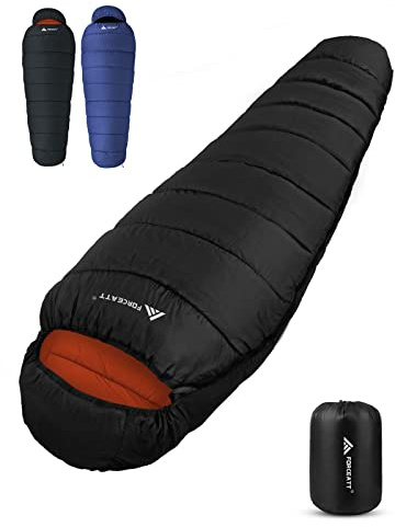 Forceatt Schlafsack Winter, -7 ℃ Bis 20 ℃ (1,8kg~2,4kg/210 X 80 CM) Mumienschlafsack Leichtes 4 Jahreszeiten, Wasserabweisend Schlafsack Kleines Packmaß Für Rucksackreisen,Camping, Wandern und Reisen.