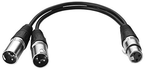 iYueMps 30cm XLR Y Cable,3 Pin XLR Female to Dual XLR Male Microphone or Professional Recording XLR Microphone Audio Cable Splitter Patch Cable(Sliver)