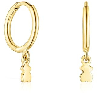 TOUS Elegante und vielseitige Creolen aus 18 Karat vergoldet für Damen mit einem Durchmesser von 1,15 cm und Bärenmotiven mit Druckknopfverschluss, Kollektion Cool Joy