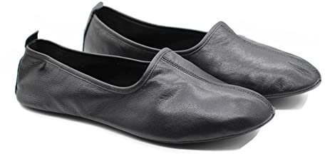 Pantofole da uomo in pelle nera tradizionale Babouche House scarpe mocassino, nero, 43 EU