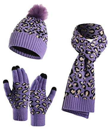 Mutze Schal Set Damen Rot, Schal Handschuh-Set, weich, warm, 3 Stück für Herren und Damen, Herbst und Winter, Warmer Outdoor-Set für Spaziergänge, Shopping, Skifahren, Angeln und Cmping