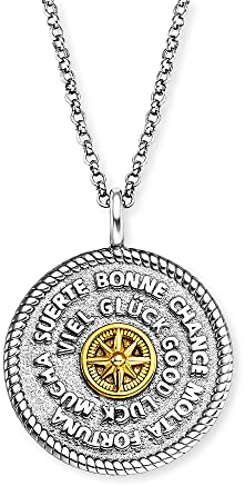 Engelsrufer Damen Halskette Aloha aus Sterling Silber mit rundem Bicolor Anhänger - Karabinerverschluss - in drei Längen verstellbar - nickelfrei