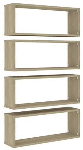vidaXL 4X Würfelregal Wandregal Hängeregal Cube Lounge CD Regal Dekoregal Bücherregal Schweberegal Wandboard Regalwürfel Sonoma-Eiche 60x15x23cm Holzwerkstoff