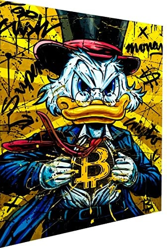 Magic Canvas Art Dagobert Duck Anzug Pop Art Leinwandbild 1- teilig Hochwertiger Kunstdruck Wandbilder – B8325, Material: Leinwand, Größe: 60x60 cm