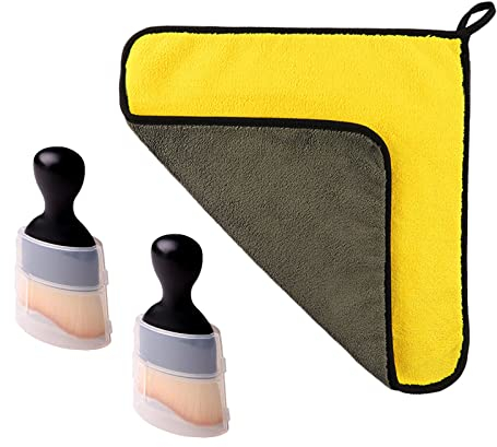 SacJkt Kit Limpieza Coche Interior, Cepillo Limpieza Coche, Cepillo De Detalles Ultrasuave De 2 Piezas con PañO De Microfibra Absorbente para Tablero, Salida De Aire, Cuidado del AutomóVil