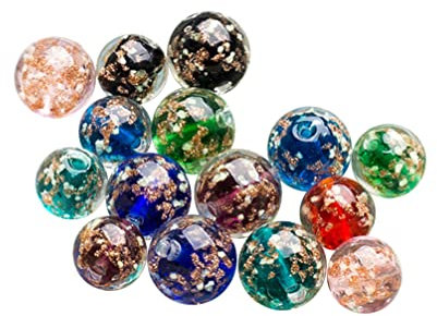 Gatuida 20 Piezas Colgante De Murano Cuentas De Murano Brillan En La Noche De Vidrio De Murano De Vidrio Redondas Luminosas Cuentas De Cristal Talón Perder Playa Gran Hoyo