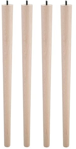 Gedotec Patas de madera para armario | Woody | Altura 690 mm inclinable | 4 patas de mesa - Patas para muebles | Patas de madera de haya con placa negra | Patas de escritorio - Patas para cómoda