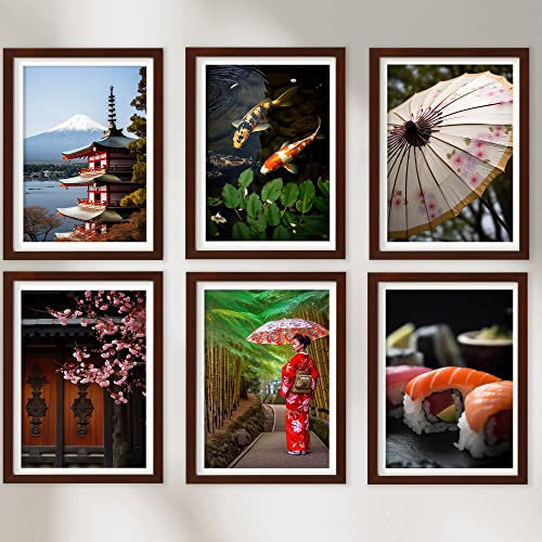 Dekomundo Japan Poster Set ohne Bilderrahmen - DIN A4 oder 30x40 cm Wanddekoration für Zuhause und Büro, A4 (21x29,7) cm