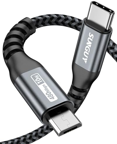 SUNGUY USB C auf Micro USB Kabel, 1.5M OTG USB Verbindungskabel, Lädt Micro USB Geräte, TypC zu Micro B Ladekabel und Datenkabel für MacBook Pro&Android Geräte-Grau
