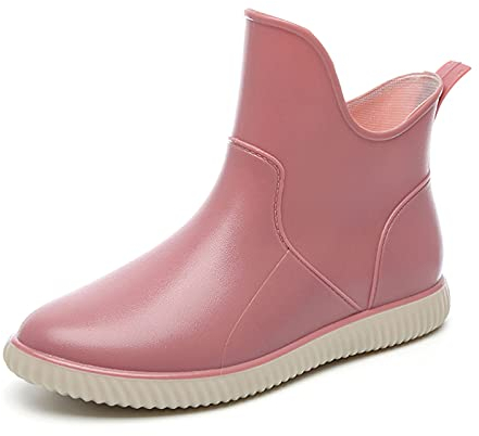 Stivali di gomma da donna Chelsea Boots stivali da pioggia a gambo corto, stivali da equitazione, impermeabili, antiscivolo in gomma, Colore: rosa., 37 EU