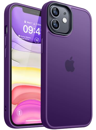 CANSHN Hülle Kompatibel mit iPhone 11 [Quadratischen Kanten] Minimalistische Transluzente Matte Schutzhülle, Military Grade Handyhülle, Dunkelviolett