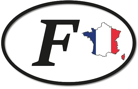Stickerfreaks Länder Aufkleber 16x10cm Kennzeichen Frankreich mit Kontur/Umriss Digitaldruck KFZ Urlaub Wohnmobil StVO