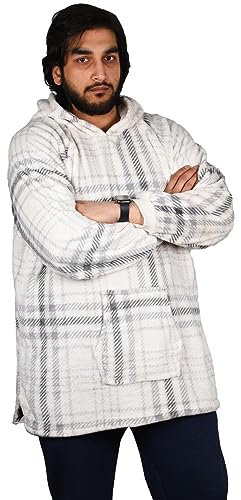 True Face Blanket Hoodie Unisex Oversized Ultra Plush Soft Giant Ladies Sherpa Hooded Long Sweatshirt White Black - Thin One Size