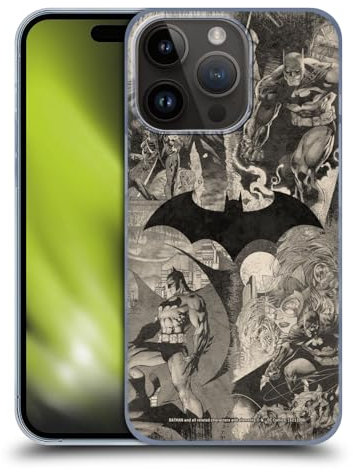 Head Case Designs Officially Licensed Batman DC Comics Logo Collage Distressed Hush Hard Back Case Compatible With Apple iPhone 15 Pro