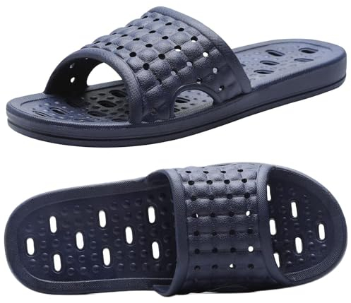Pantofole da Bagno Con Fori di Drenaggio, Antiscivolo ad Asciugatura Rapida per Dormitorio Casa Unisex Blu EU 43-44