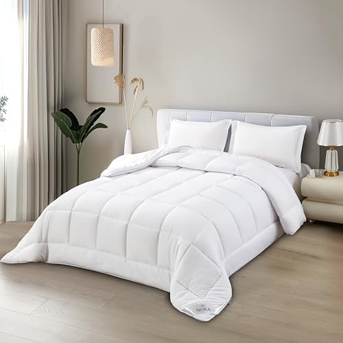 NORA HOME Winterbettdecke 200x200 Extra Warm 400 GSM – Kuschelige Bettdecke für kalte Winternächte, Daunengefühl ohne Daunen, Allergikergeeignet, Oeko-TEX Zertifiziert, Waschbar, Weiß – Oslo