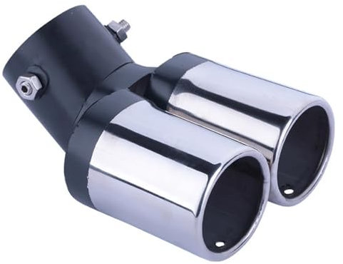 MOCNT Auto Auspuff Endrohr Edelstahl Auspuffblende Endrohr Schalldämpfer Auspuffrohr Universell Auspuffspitze Doppelendrohr Auslass Auspuffendrohr Biegen Silber 63mm