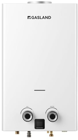 GASLAND 11L Scaldabagno istantaneo a propano, a bassa NOx, BG300 Scaldabagno a gas GPL con display LED per uso domestico, bianco, 30/37mbar