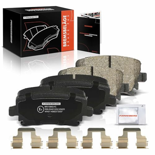 Frankberg 4x Bremsbeläge Hinterachse Links Rechts Kompatibel mit A3 8P1 1.2L-3.2L 2003-2012 A4 8E2 B6 1.6L-3.0L 2000-2004 Golf Plus 521 5M1 1.2L-2.0L 2004-2013 Replace# 1K0698451D