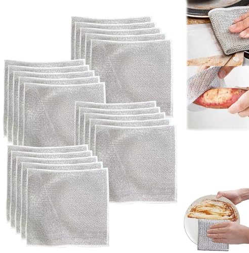 Circularite-Reinigungspads,Circularite-Scheuertücher,Mehrzweck-Wire-Wunder-Reinigungstücher,kratzfestes Mehrzweck-Drahtgeschirrtuch,japanisches Stahldraht-Geschirrtuch,Zyluxa Power Scrub-Tuch (20)