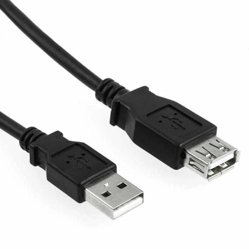 Mr. Gadget's Solutions USB 2.0 Data Charging Lead Male to Female USB Extension Cable Extender Cord 6ft 2M, Black