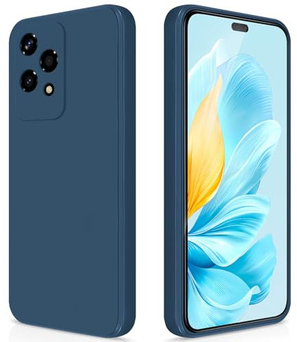 GiiYoon Coque pour Honor 200 Lite 5G Case en Silicone, Etui de Protection Antichoc Etui Housse Silicone Ultra-Mince avec Couche Intérieure en Fibre et Protection pour Caméra, Bleu
