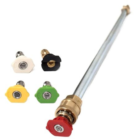 Baguette d'eau haute pression, tige d'extension pour nettoyeur haute pression,Tige d'extension pour lave-auto haute pression 4000 PSI - Avec 5 embouts de buse pour un nettoyage efficace des taches de