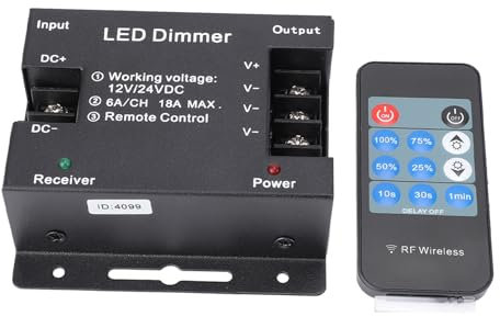 Dimmer LED Remoto Wireless RF Luminosità Regolabile Controllo 11 Tasti per Illuminazione Domestica DC 12V 24V