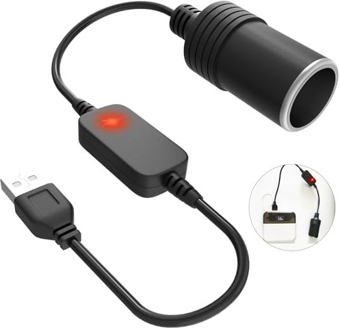 Yvyan 5V USB A Stecker auf 12V Auto Zigarettenanzünder Buchse Konverter, 30cm USB Port Stromwandler,Für Auto Zigarettenanzünder Fahren Recorder Dash Kamera GPS DVR (Unter 8 Watt)