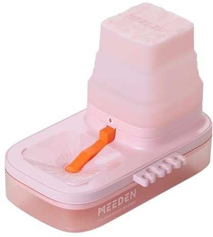 MEEDEN Portable Paint Brush Cleaner: Brush Rinser with 650ml Water Storage Area & 5-Slot Silicone Brush Holder, Folding Brush Washer Tool for Adults Artist Kids