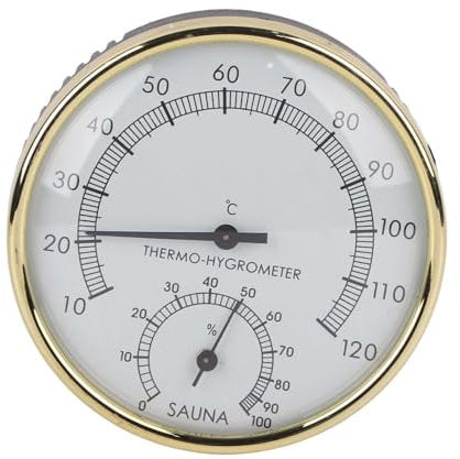 Grcfumo Metal Dial Indoor Thermometer, Metal Sauna Room Thermometer Hygrometer, Indoor Sauna Accessories for Steam Saunas Houses, Offices