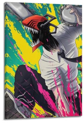 CHANGLES Chainsaw Man Film TV Series Art Poster for House Building Aesthetic Decoration - Canvas Wall Art Bedroom Decor 12x18inch(30x45cm) Frame-style-39