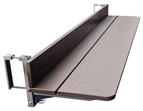 FVTVHEV Table de Balcon Rabattable Table Balcon Suspendue Table Pliante Murale matériau en Bois Massif Barre de Table de Balcon pour Balustrade Convient pour Une Utilisation en extérieur(120x37cm)