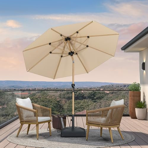 PURPLE LEAF Parasol de Jardin Exterieur Inclinable, Beige Jaune