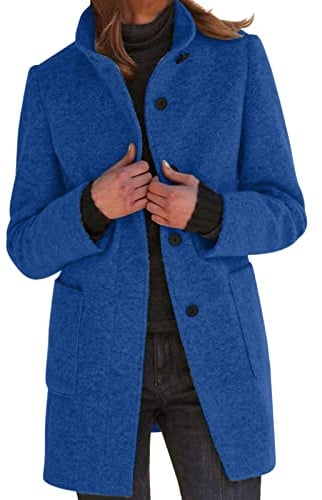 IQYU Trenchcoat Damen Kurz Wolle | Wolljacke Damen Übergangsjacke Winter Übergangsmantel Elegant Wollmantel Warm Winterjacke Mit Stehkragen Woll-Blazer Longblazer Übergangsjacken/Damenjacke