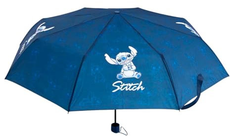 Disney Stitch Regenschirm für Mädchen, Kompakter, Faltbarer, Hochfester Aufbau, Klassischer Regenschirm für Mädchen und Jugendliche